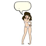 cartoon pretty woman in bikini with speech bubble N12