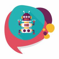 robot concept flat icon with long shadow eps10 N302