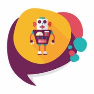 robot concept flat icon with long shadow eps10 N303
