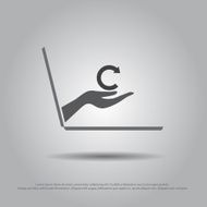 hand hold refresh sign from thd laptop vector icon