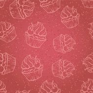 Seamless pattern made of cupcakes Vintage background N2
