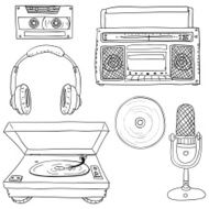 Audio collection in black and white