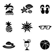 Summer Icon Set and Signs Bw