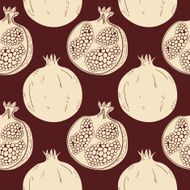 Seamless pattern with hand-drawn pomegranate N9