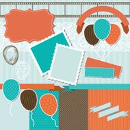 Scrapbook design elements - pattern balloons and ribbons