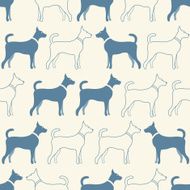 Cute doodle seamless vector pattern of dog silhouettes Endless