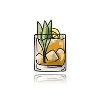 Glass with cocktail sketch for your design N12