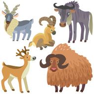 cartoon ungulate animals set