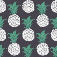 Stylized violet geometric seamless pattern with pineapple