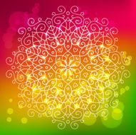 Abstract bright background with a round mandala ornament sparkl