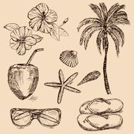 Hand drawn summer vacation items