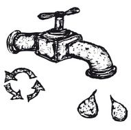 Hand drawn tap with drops of water