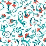 doodle hand drawn flowers and lemusr pattern N3