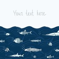 Marine pattern with colour fishes and place for your text