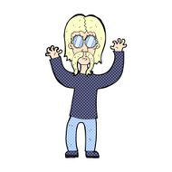 comic cartoon hippie man waving arms N3