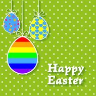 Vector Easter greeting card with decorated eggs