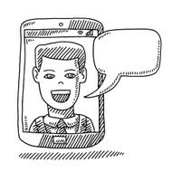 Man Speech Bubble Smart Phone Drawing