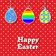 Vector Easter greeting card with decorated eggs N2