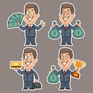 Fun businessman stickers concept set 4