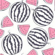 Watermelon with slice stylized seamless pattern