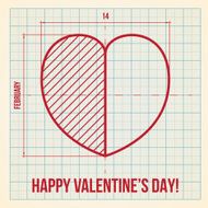 Original Valentine&#039;s Day card on graph paper
