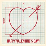 Original Valentine&#039;s Day card on graph paper N2
