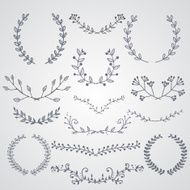 Hand drawn design elements and wreaths