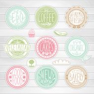 Set of retro badges Vintage food labels Hand-drawn lettering