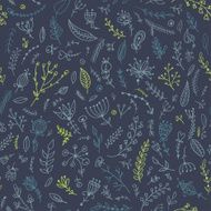 Herbs and flowers seamless pattern