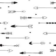 Hand Drawn thin arrow seamless pattern Black and white