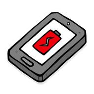 smartphone with empty battery sign