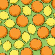 Oranges and lemons seamless pattern
