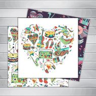 Greeting cards Hand drawn musical seamless pattern