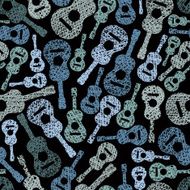 Acoustic guitars music theme seamless background pattern