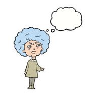 cartoon old lady with thought bubble N11