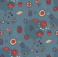 Dark pattern with small cute elements
