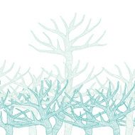Decorative seamless pattern with trees Vector illustration