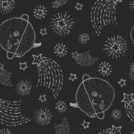 Seamless space background with planets comets and stars N4