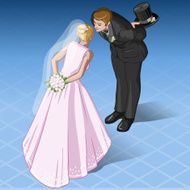 Isometric Kissing Wedding Couple N2