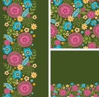 Magical Flower Field Seamless Pattern Set