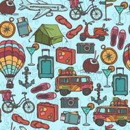 Travel sketch seamless pattern