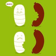 maggot and sausage - vector