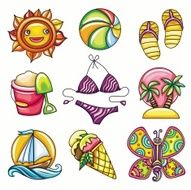 Set of 9 summer and beach icons N2