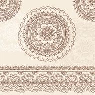 Henna Mandala Flower and Border Doodle Vector
