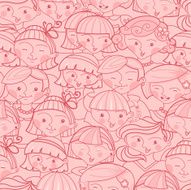 Group of girls seamless pattern