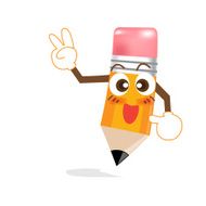 Pencil cartoon victory sign N2