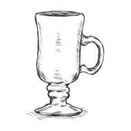 Vector Single Sketch Irish Coffee Glass