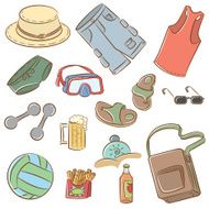 Summer man&#039;s vacation icons set