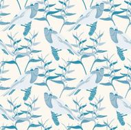 Seamless floral pattern with birds N6