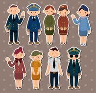cartoon flight attendant pilot stickers